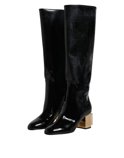 Dolce &amp; Gabbana - Stivali alti Vally in vernice nera