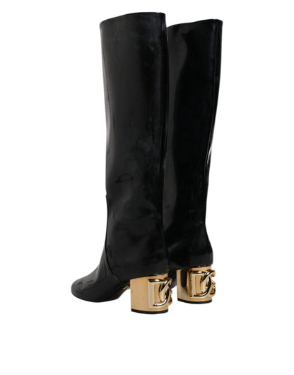 Dolce &amp; Gabbana - Stivali alti Vally in vernice nera