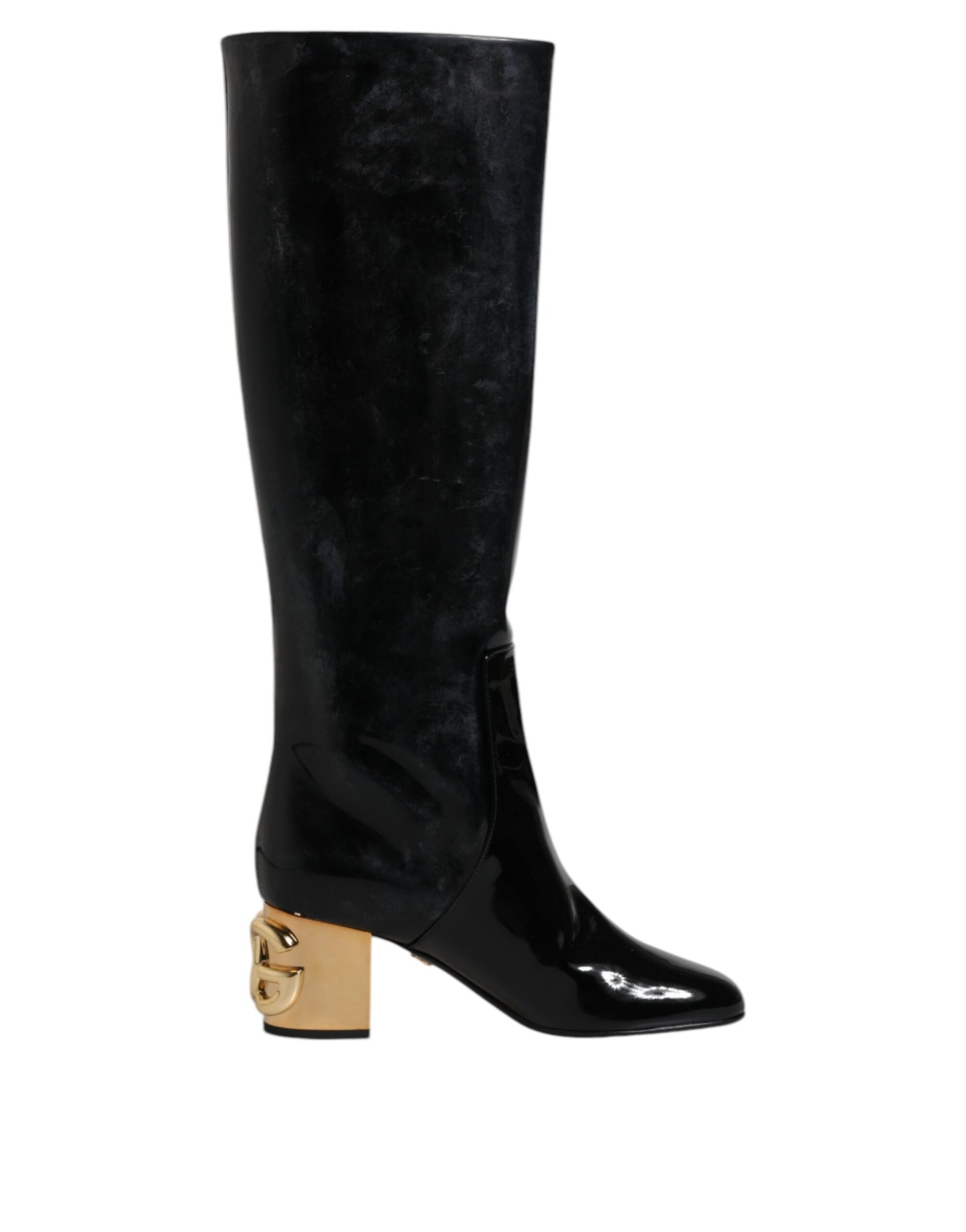 Dolce &amp; Gabbana - Stivali alti Vally in vernice nera
