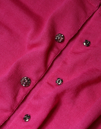 Dolce &amp; Gabbana Maglione Cardigan con Bottoni in Lana Rosa