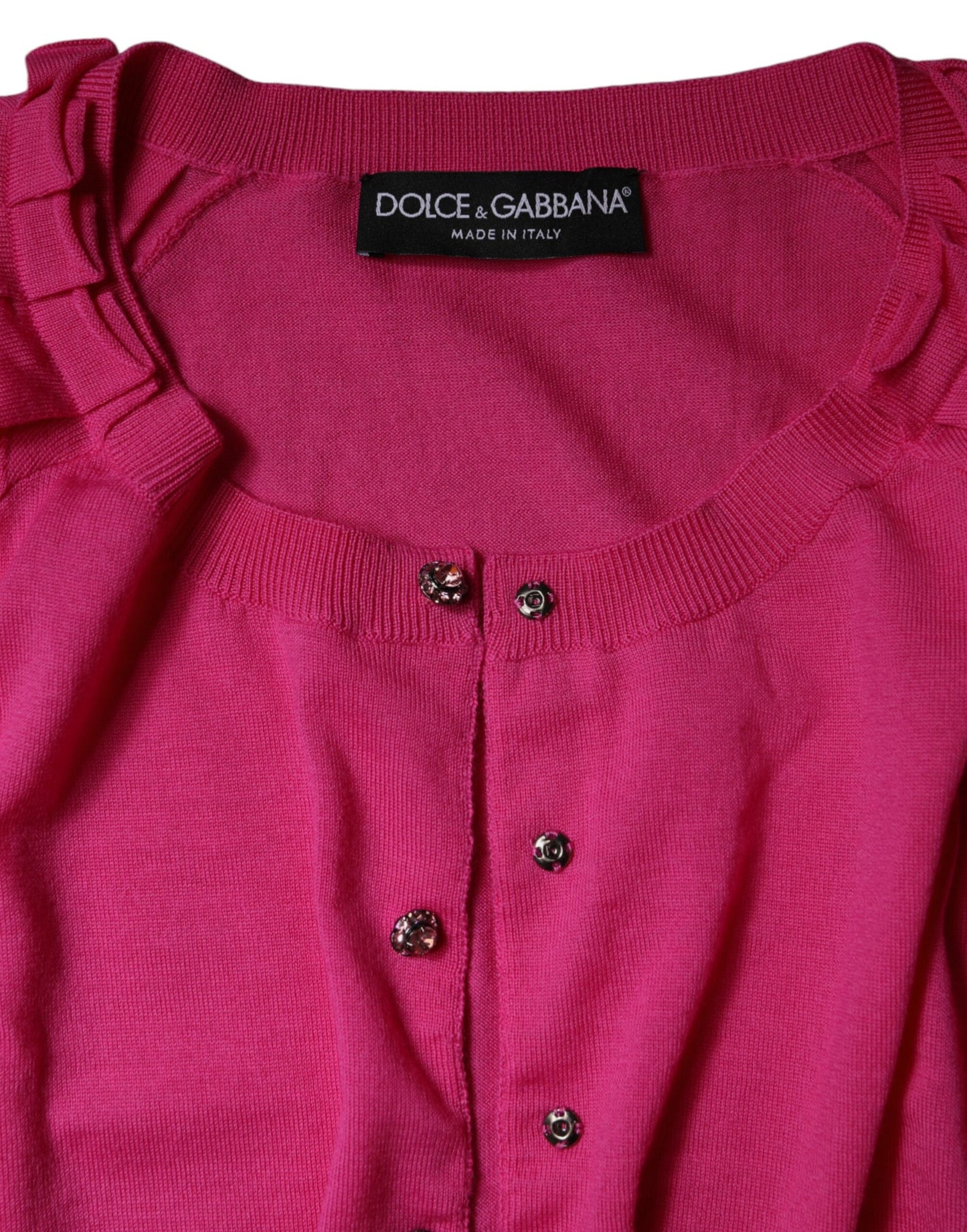 Dolce &amp; Gabbana Maglione Cardigan con Bottoni in Lana Rosa