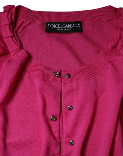 Dolce &amp; Gabbana Maglione Cardigan con Bottoni in Lana Rosa