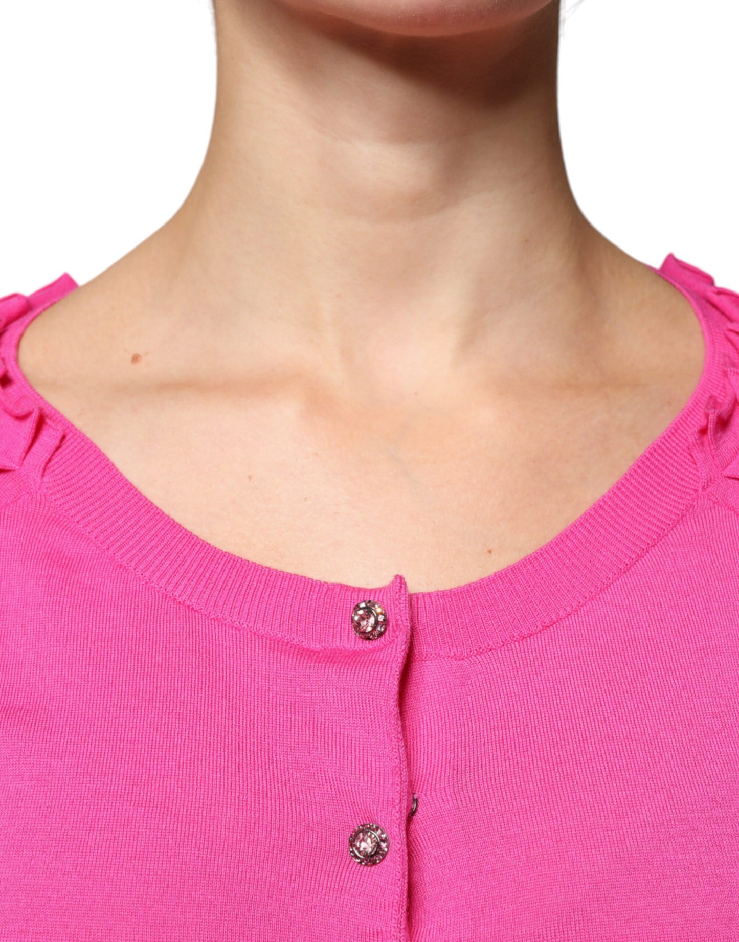 Dolce &amp; Gabbana Maglione Cardigan con Bottoni in Lana Rosa