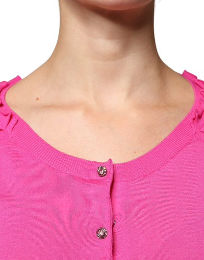 Dolce &amp; Gabbana Maglione Cardigan con Bottoni in Lana Rosa