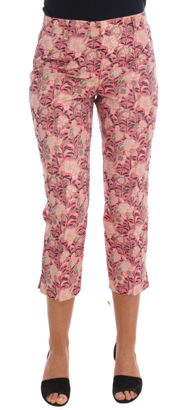Pantaloni Capri in broccato floreale rosa Dolce &amp; Gabbana