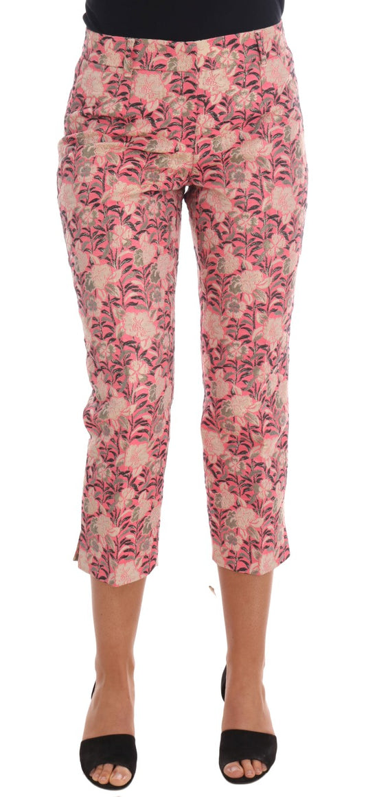 Pantaloni Capri in broccato floreale rosa Dolce &amp; Gabbana