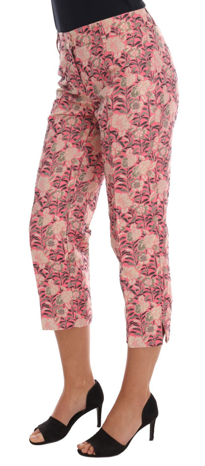 Pantaloni Capri in broccato floreale rosa Dolce &amp; Gabbana