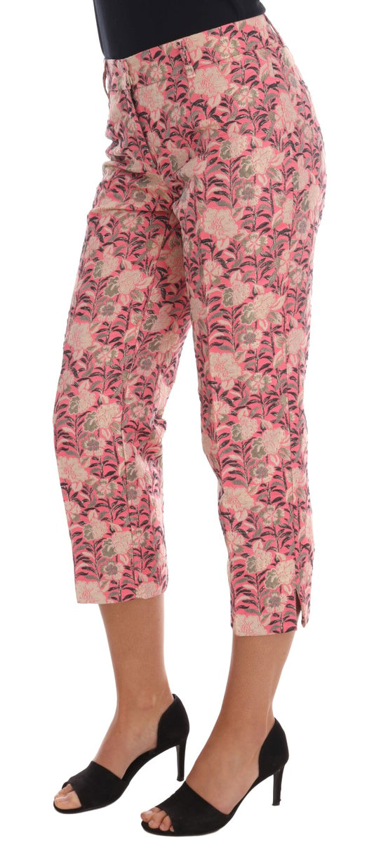 Pantaloni Capri in broccato floreale rosa Dolce &amp; Gabbana