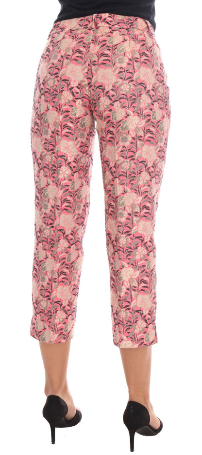 Pantaloni Capri in broccato floreale rosa Dolce &amp; Gabbana