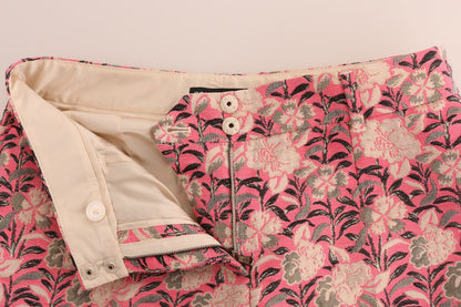 Pantaloni Capri in broccato floreale rosa Dolce &amp; Gabbana