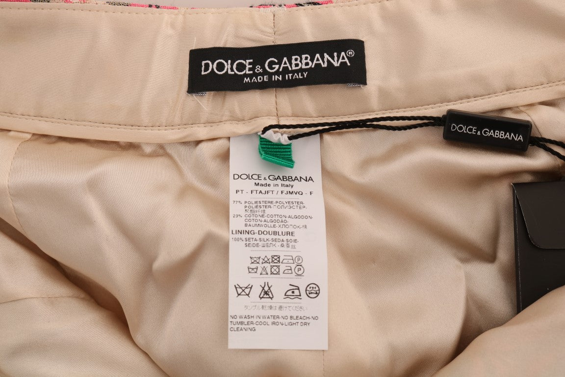 Pantaloni Capri in broccato floreale rosa Dolce &amp; Gabbana