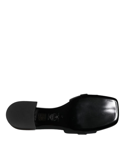 Scarpe basse slip-on con placca logo in pelle nera Versace