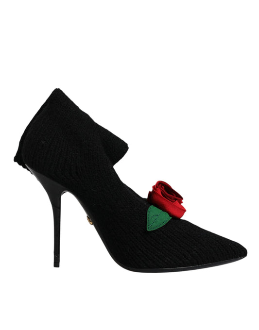 Dolce &amp; Gabbana - Stivali a metà polpaccio neri con tacco a spillo