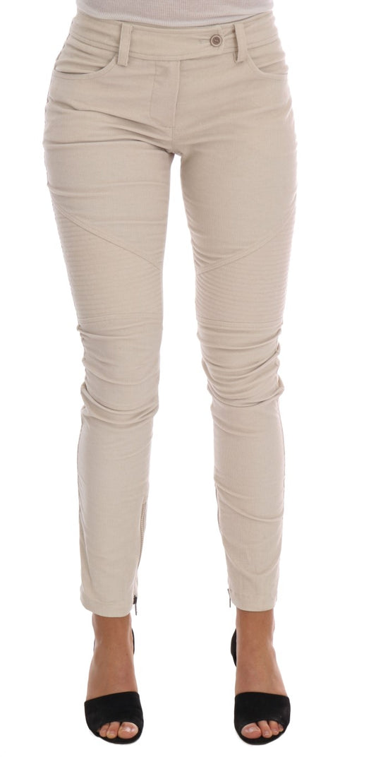 Ermanno Scervino Beige Slim Jeans Velluto a Coste Pantaloni Skinny