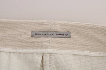 Ermanno Scervino Beige Slim Jeans Velluto a Coste Pantaloni Skinny