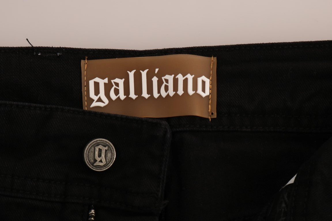 Jeans John Galliano in denim elasticizzato di cotone nero con vestibilità regolare