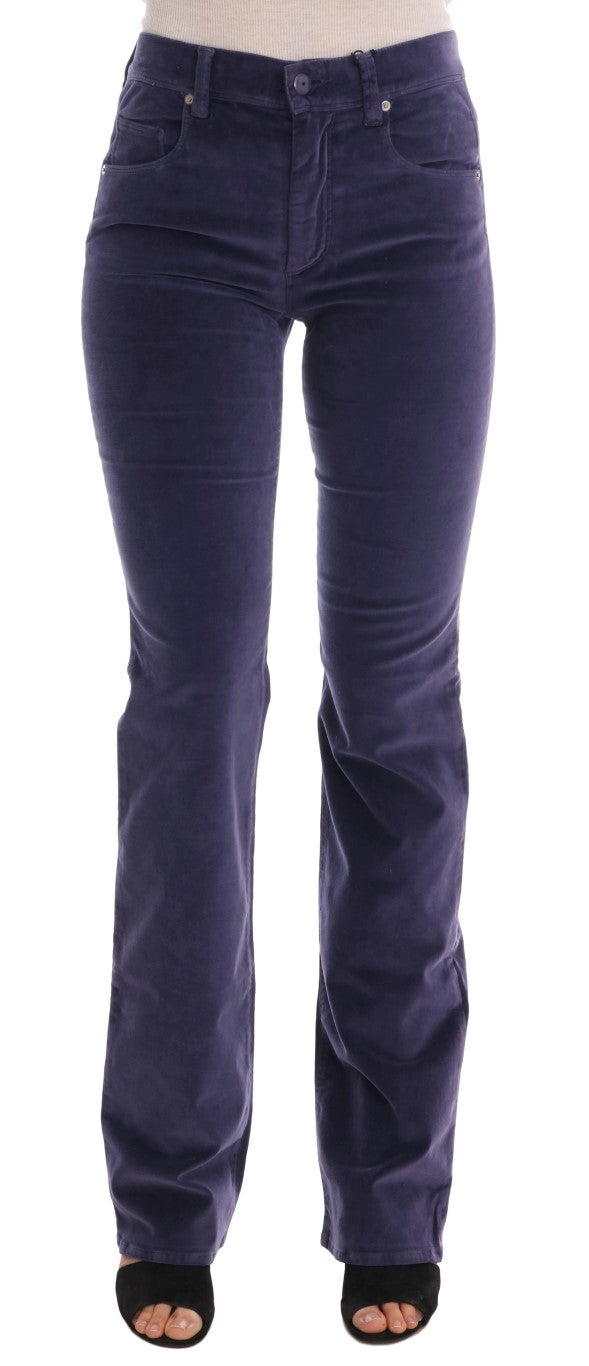 Pantaloni bootcut elasticizzati in velluto a coste viola Ermanno Scervino