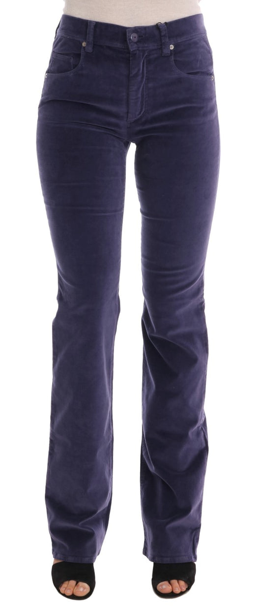 Pantaloni bootcut elasticizzati in velluto a coste viola Ermanno Scervino