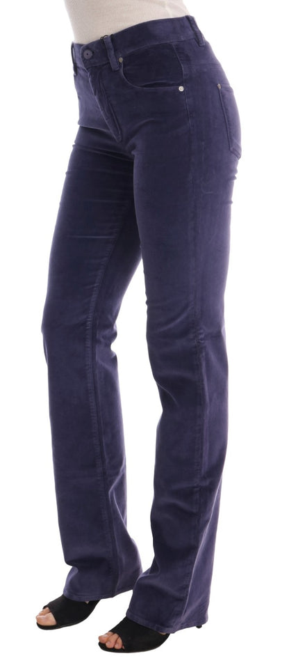 Pantaloni bootcut elasticizzati in velluto a coste viola Ermanno Scervino