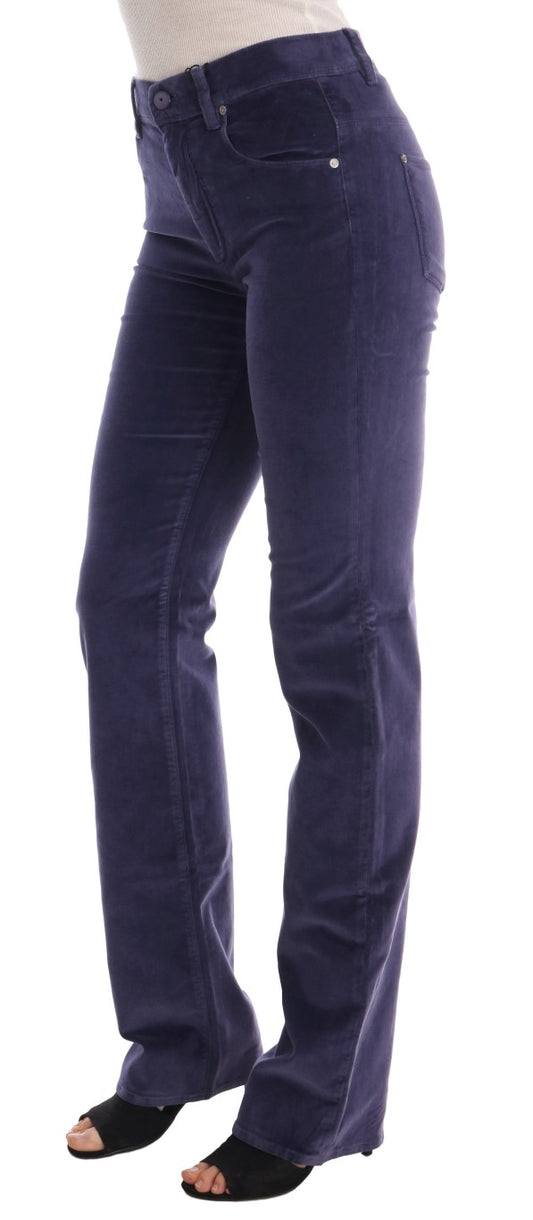 Pantaloni bootcut elasticizzati in velluto a coste viola Ermanno Scervino