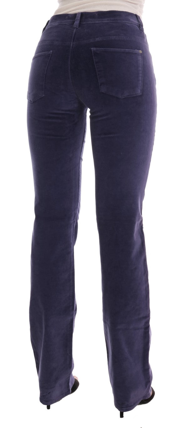 Pantaloni bootcut elasticizzati in velluto a coste viola Ermanno Scervino