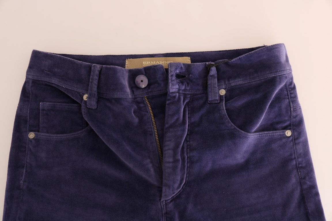Pantaloni bootcut elasticizzati in velluto a coste viola Ermanno Scervino