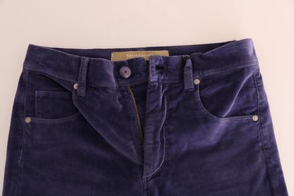 Pantaloni bootcut elasticizzati in velluto a coste viola Ermanno Scervino