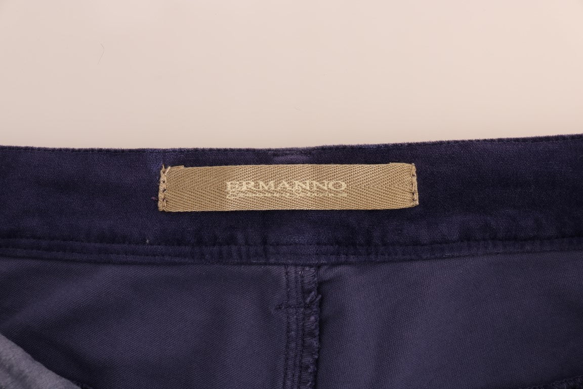 Pantaloni bootcut elasticizzati in velluto a coste viola Ermanno Scervino