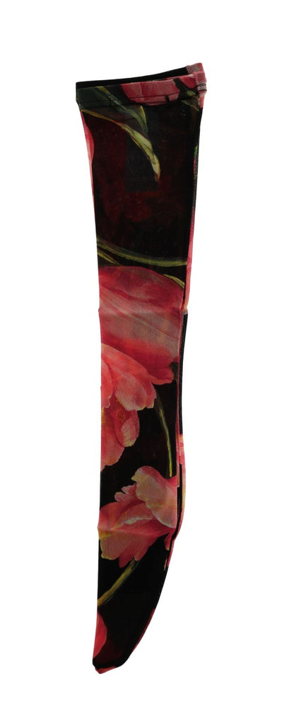 Calzini in nylon con motivo floreale multicolore Dolce &amp; Gabbana