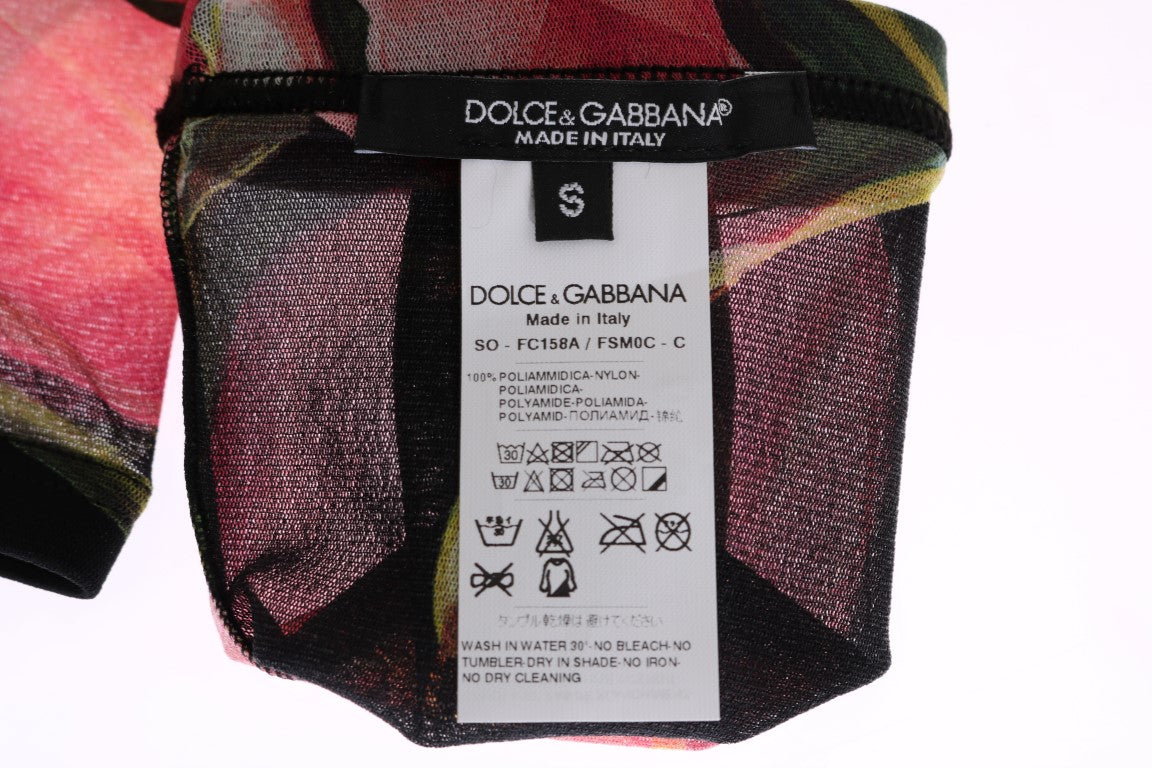 Calzini in nylon con motivo floreale multicolore Dolce &amp; Gabbana
