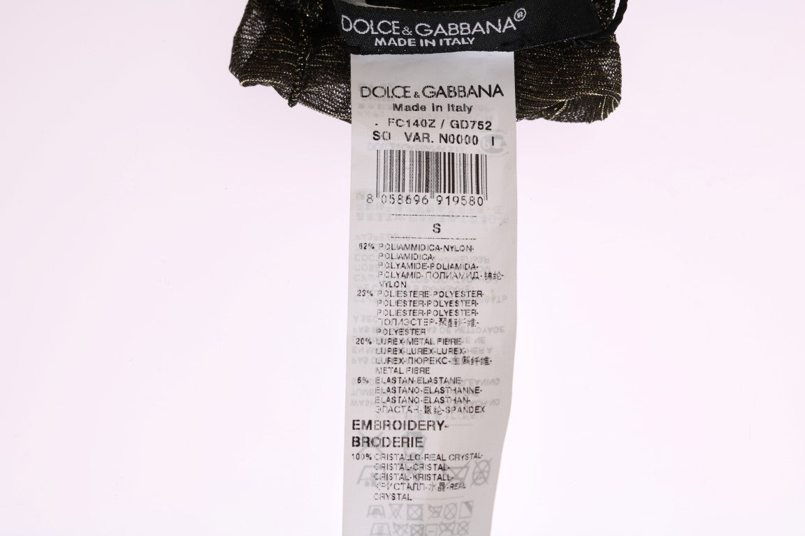 Calzini elasticizzati neri con cristalli trasparenti Dolce &amp; Gabbana