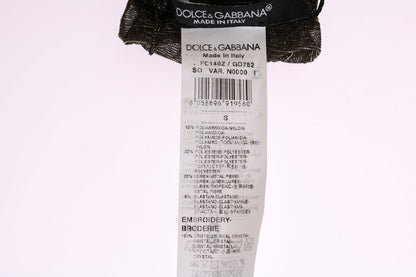 Calzini elasticizzati neri con cristalli trasparenti Dolce &amp; Gabbana
