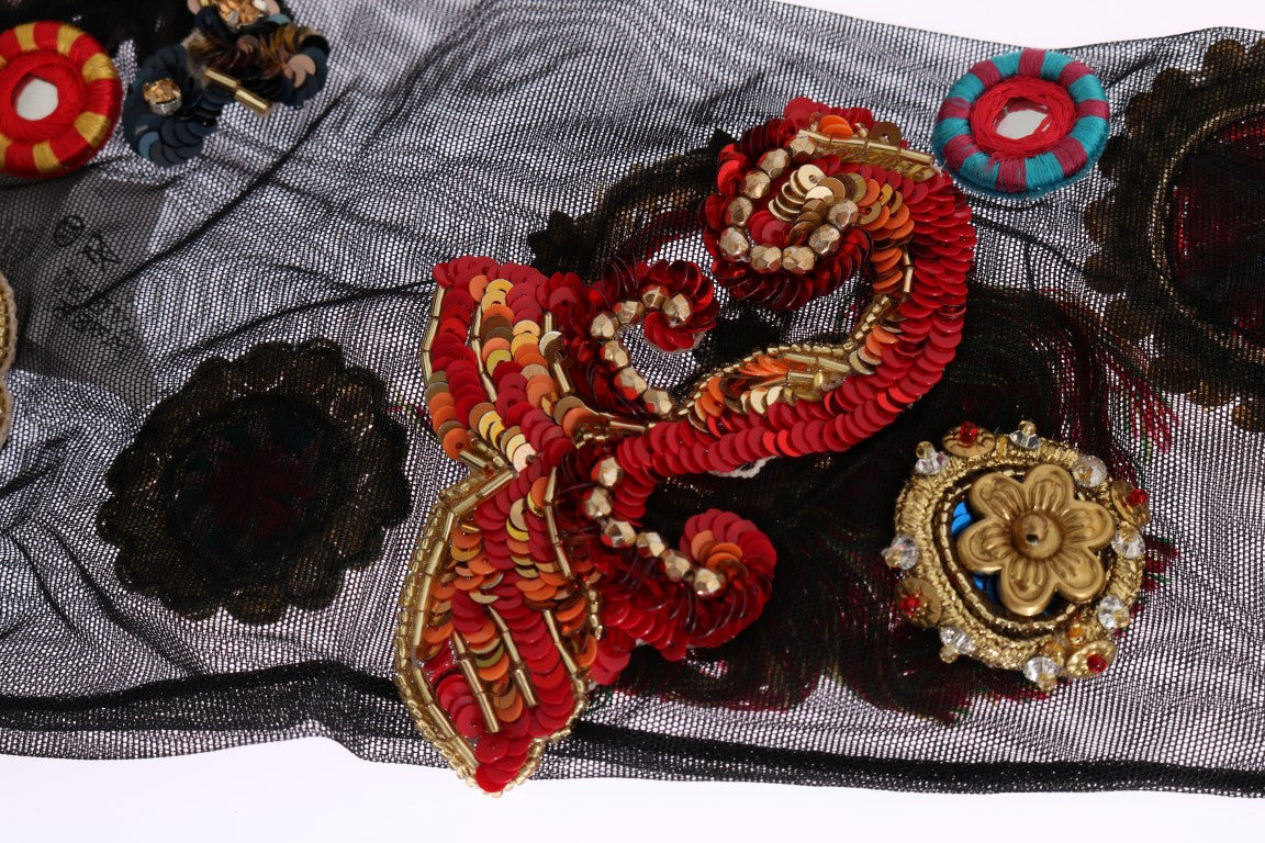 Calzini neri elasticizzati Carretto Crystal di Dolce &amp; Gabbana