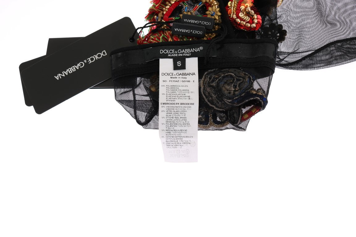 Calzini neri elasticizzati Carretto Crystal di Dolce &amp; Gabbana