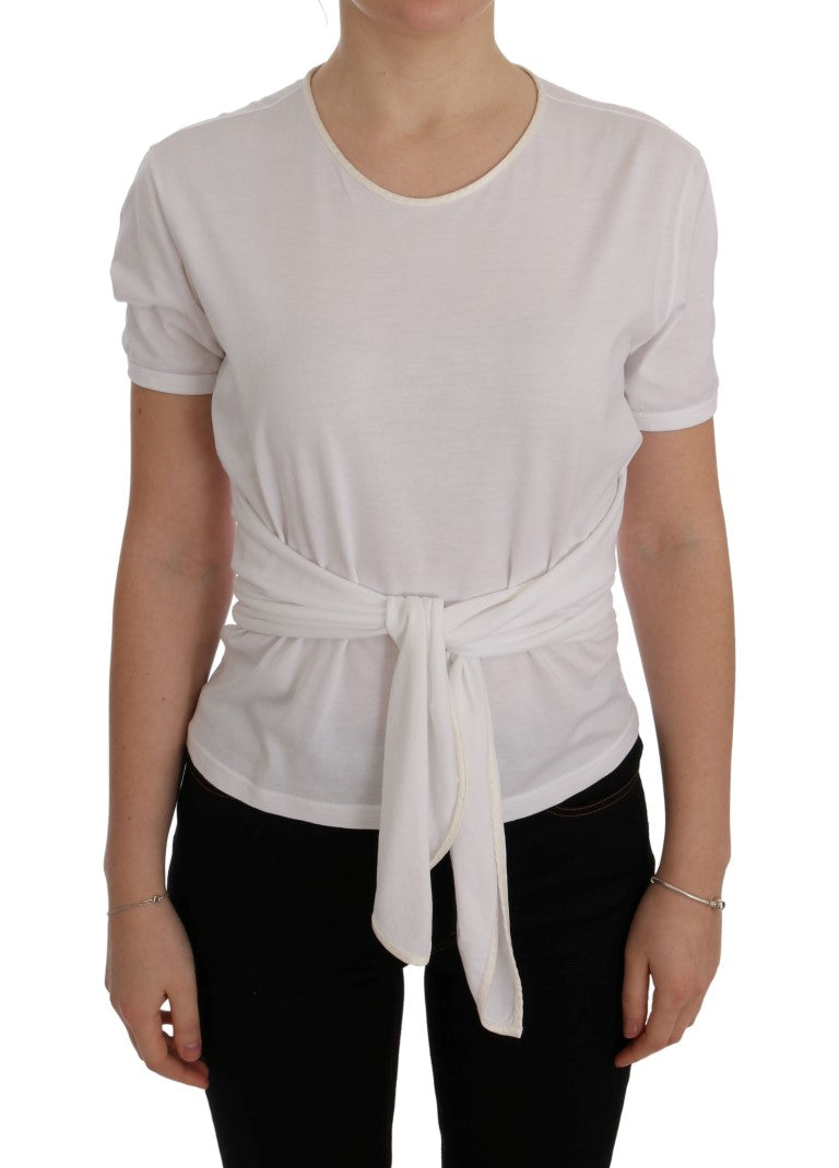 T-shirt in cotone e seta bianca Dolce &amp; Gabbana
