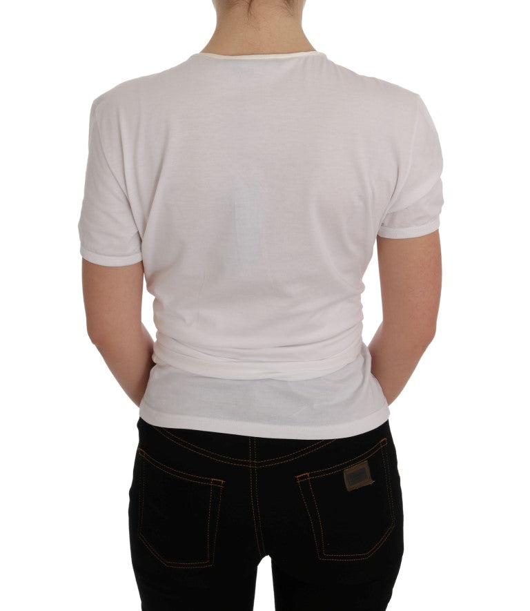 T-shirt in cotone e seta bianca Dolce &amp; Gabbana