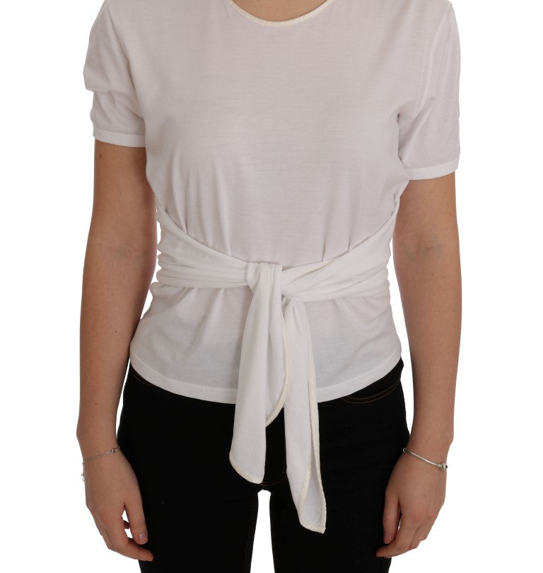 T-shirt in cotone e seta bianca Dolce &amp; Gabbana