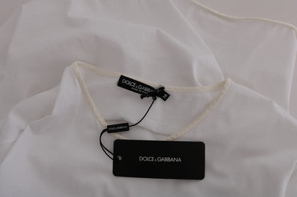 T-shirt in cotone e seta bianca Dolce &amp; Gabbana
