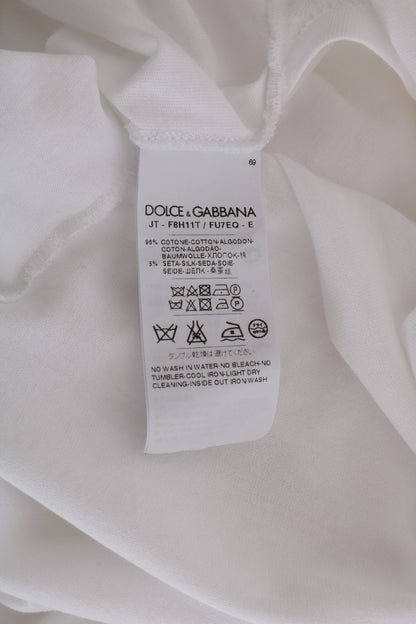 T-shirt in cotone e seta bianca Dolce &amp; Gabbana