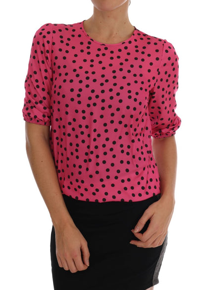 Blusa in seta a pois rosa Dolce &amp; Gabbana
