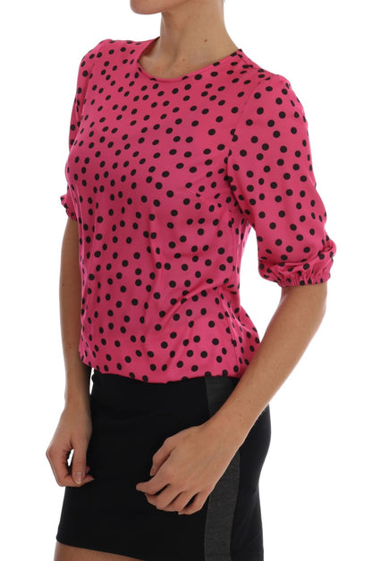 Blusa in seta a pois rosa Dolce &amp; Gabbana