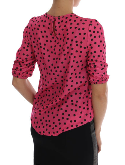 Blusa in seta a pois rosa Dolce &amp; Gabbana