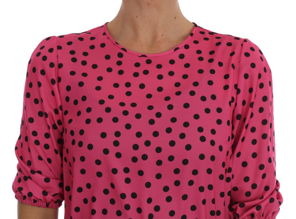 Blusa in seta a pois rosa Dolce &amp; Gabbana