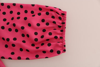 Blusa in seta a pois rosa Dolce &amp; Gabbana