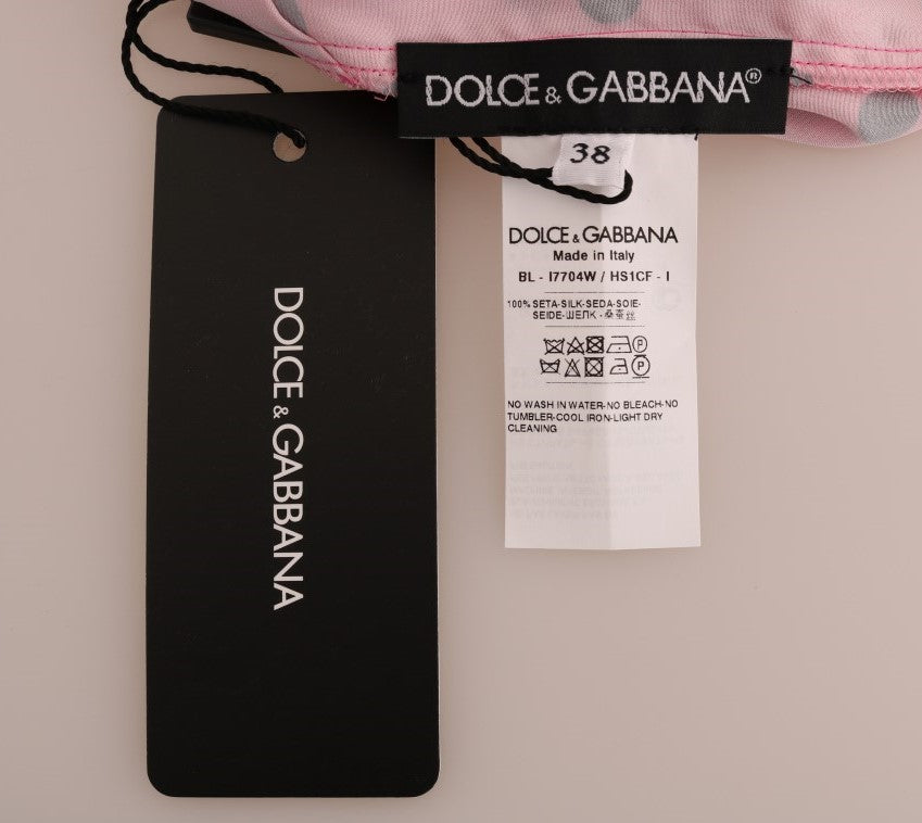 Blusa in seta a pois rosa Dolce &amp; Gabbana