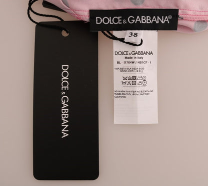Blusa in seta a pois rosa Dolce &amp; Gabbana