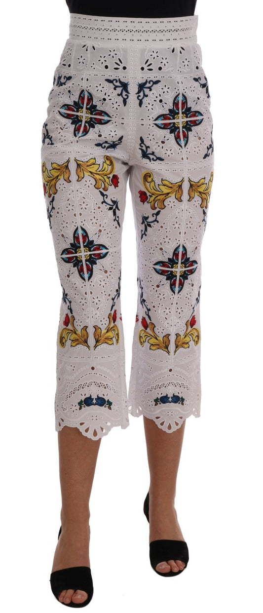 Pantaloni Capri con ritagli in maiolica multicolor Dolce &amp; Gabbana