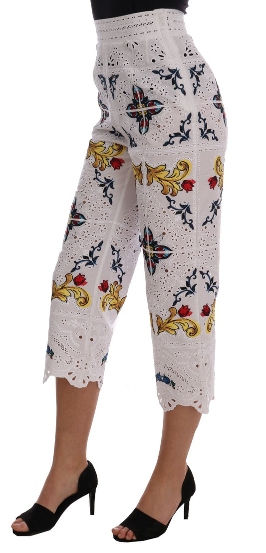 Pantaloni Capri con ritagli in maiolica multicolor Dolce &amp; Gabbana
