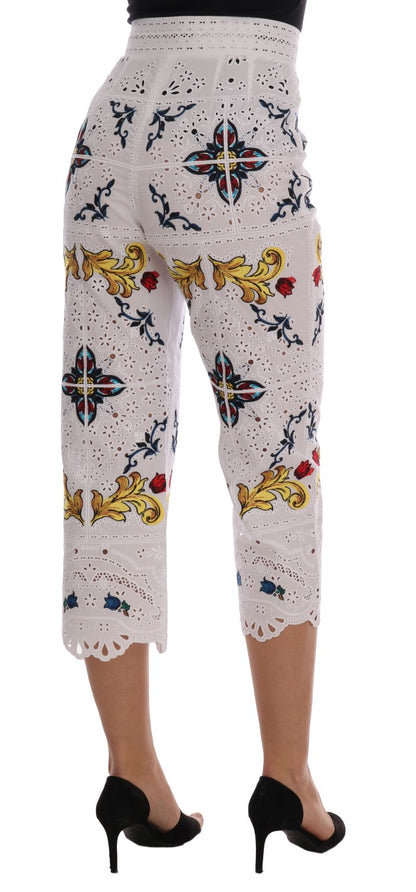 Pantaloni Capri con ritagli in maiolica multicolor Dolce &amp; Gabbana