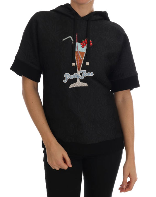 Dolce &amp; Gabbana Maglione con cappuccio in cristallo nero Fairy Tale